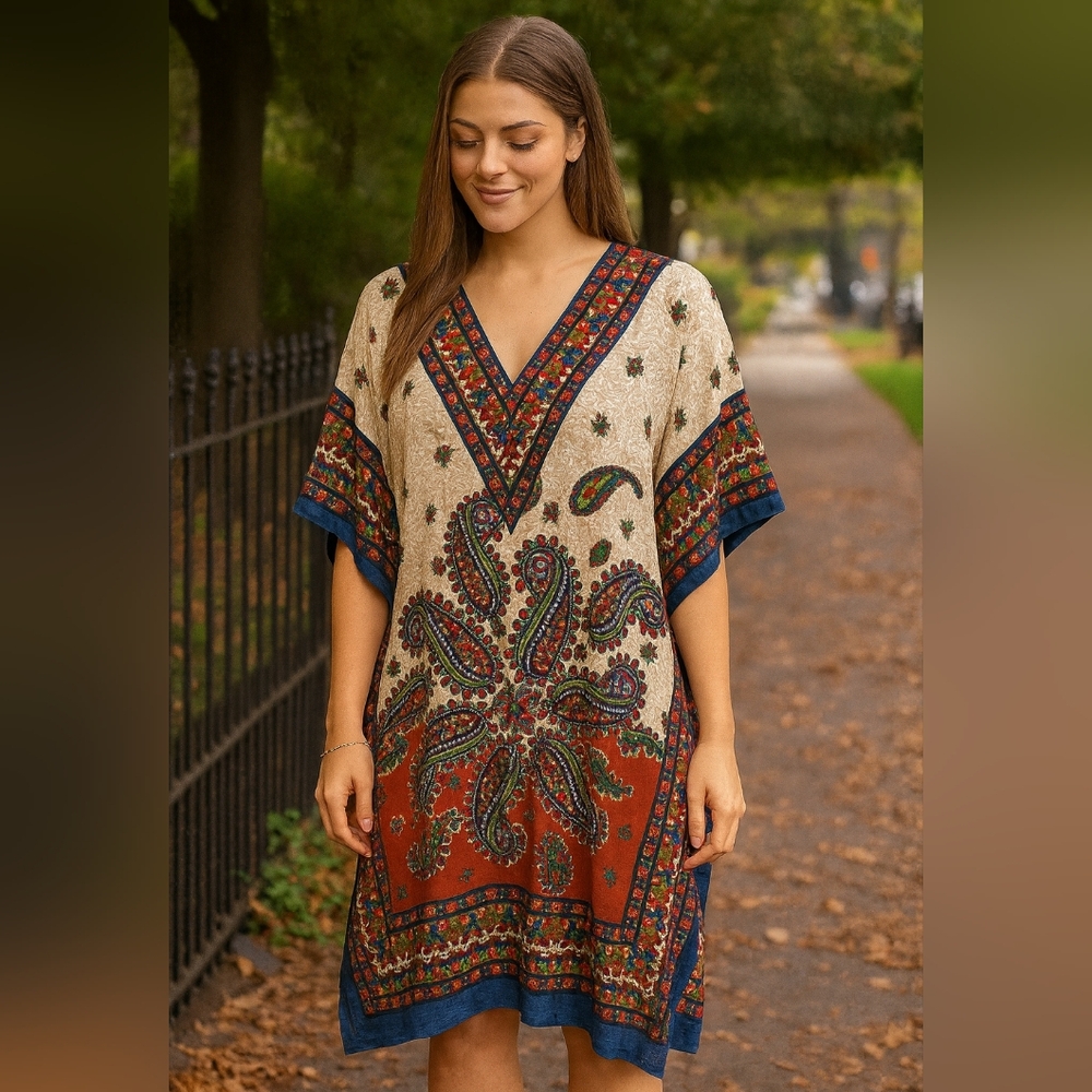 Santee Classics Bohemian Paisley Kaftan Dress